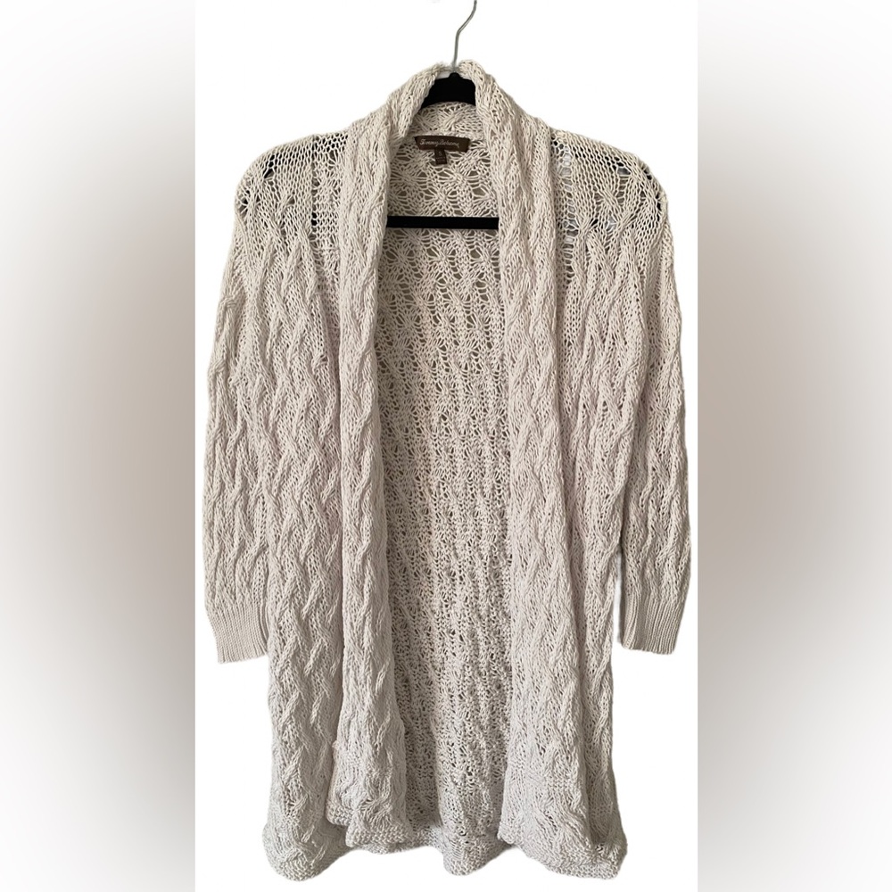 Tommy Bahama Fishermancore Cardigan Nautical Beach Linen Open Knit Crochet Small